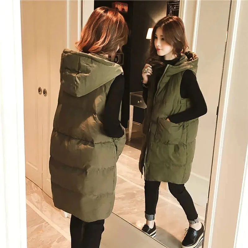 2026 New Winter Sleeveless Tank Top Women Down Jacket Puffer Parkas Hooded Padded Vests Loose Fit Female Fashion Casual Outwear Secondary image