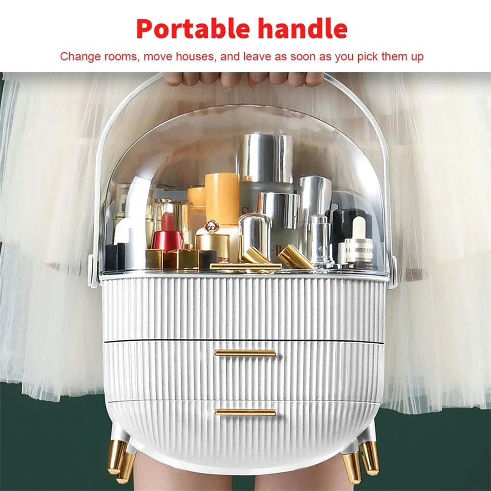 Make Up Organiser Bathroom Large Cosmetic Vanity Case Box 2 Drawers Skincare Storage Home Skin Care Make Up Storage Drawer