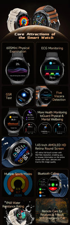 New Accurate ECG Smart Watch Blood Lipids Five Viscera Health Check Body Temperature BT Call Sports Smart Watches For Men 2026