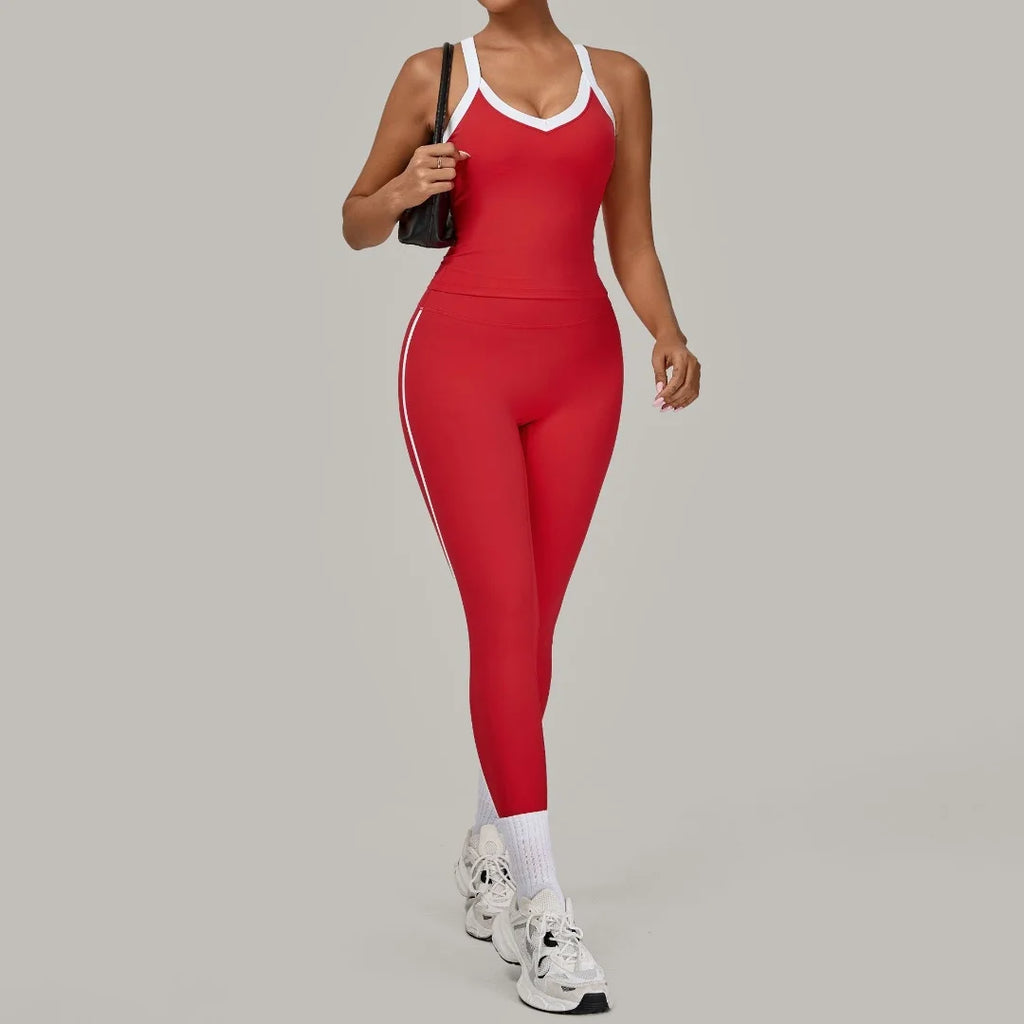 2PCS Women's Yoga Set High Waist Peach Hip Removable Padding Sports Bra Pants Fitness Suit Running Workout Gym Leggings Yoga Set