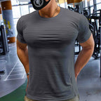 Muscle Training Compression T-shirt Man Running Dry Fit Tee Plain Color Plus Size Gym Men's T-shirts Sports Men Tops Sweatshirt