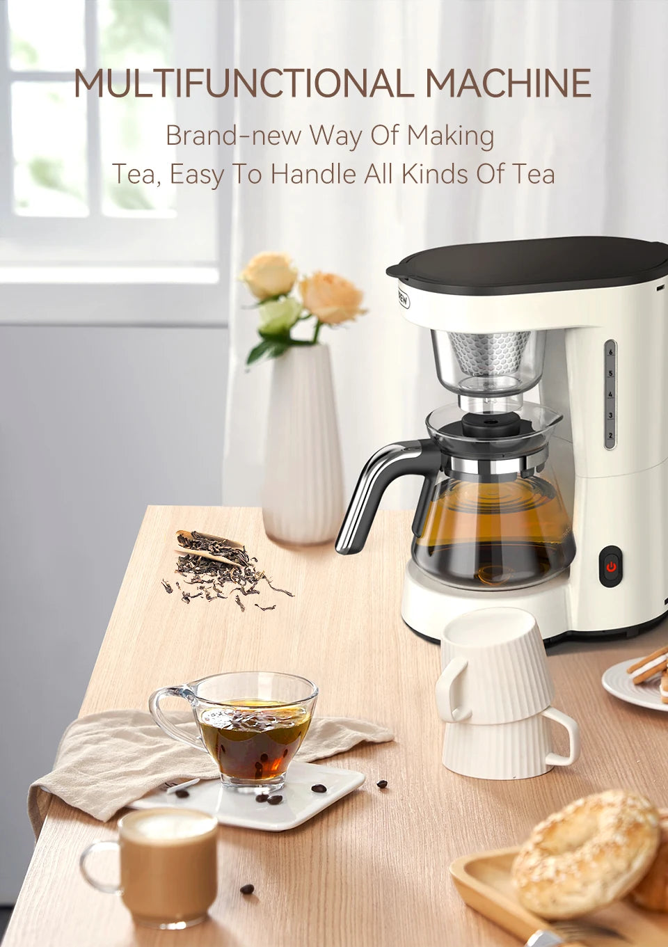 HiBREW 3 in 1 America Drip Coffee Machine Pour Over Coffee Maker Glass Teapot Hot Tea Maker  750ML H12