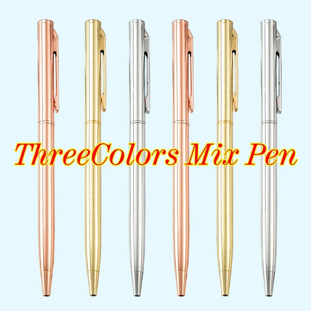 20-200 Pens New Slim Metal Ballpoint Pens Rose Gold Custom Logo Advertising Lettering Engraved Name School Office Supplies Gifts