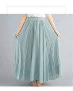 new 2020 Women Linen Cotton Long Skirts Elastic Waist Pleated Maxi Skirts Beach Boho Vintage Summer Skirts Faldas Saia