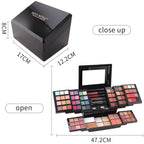 MISS ROSE 104 Color Eye Shadow Powder Puff High Gloss Lipstick Mirror Makeup Durable Easy Makeup Multi-Function Makeup Set