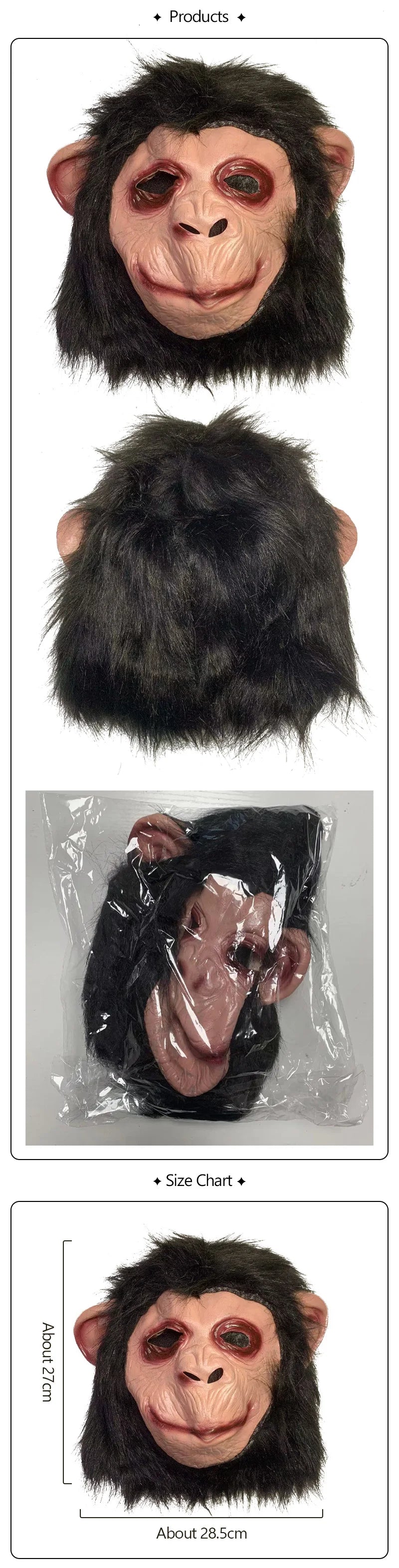 Gorilla Mask Animal Cosplay Mask Halloween Horror Play Novelty Funny Mascaras Drama Performance Animal Hood Carnaval Mask