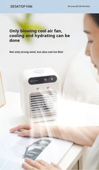 Mini USB Desk Fan Portable Quiet Cool Air Conditioner for Bedroom Home Use with Humidifying Spray Function Tabletop Fan