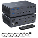 USB C Docking Station HDMI KVM Switch 2/3/4 PC 3 Monitors 4K@60Hz Thunderbolt 4 for 3 Monitors 2/3/4 Laptops with Displaylink