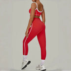 2PCS Women's Yoga Set High Waist Peach Hip Removable Padding Sports Bra Pants Fitness Suit Running Workout Gym Leggings Yoga Set