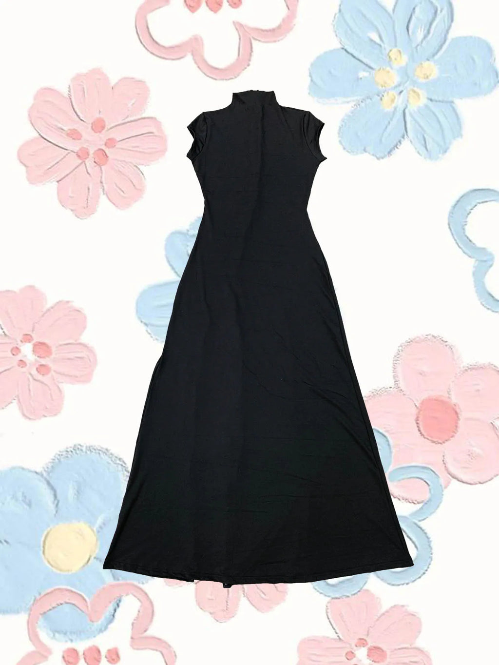 Black High Slit Dresses Half Turtleneck Zipper Slim Hip-Wrapped Long skirt Sexy Hot Girl Nightclub Dress For Women Streetwear