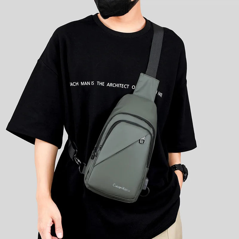 Men's Fashionable Casual Chest Bag Outdoor Cycling Waterproof Durable Sports Backpack Trendy Versatile Portable Crossbody Bag