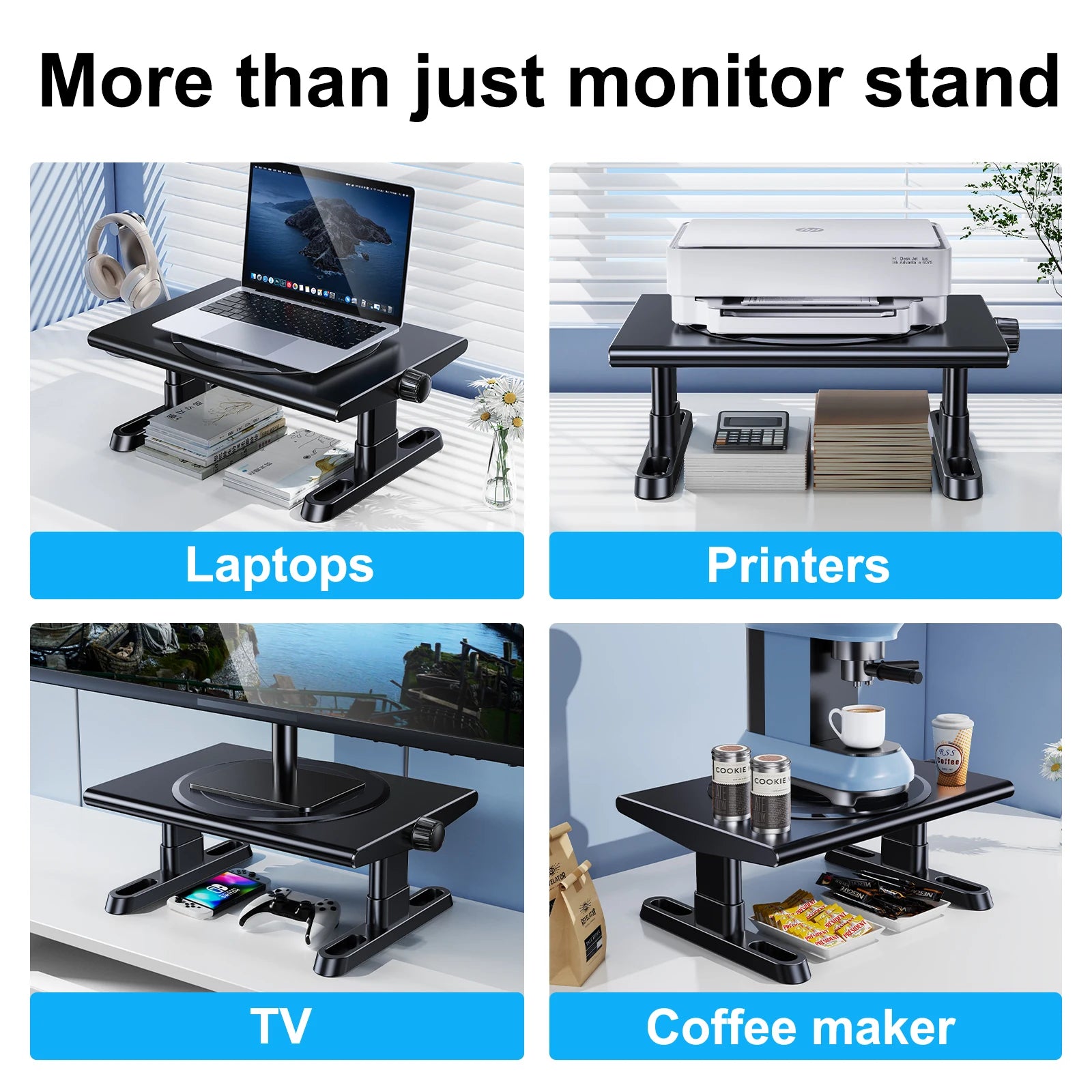 Oatsbasf Computer Monitor Stand Laptop TV Holder Monitor Shelf 360° Rotation Computer Desk Height Adjustment 50LB Load Bearing