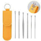 6pcs Stainless Steel Ear pick cleaning kit Clean your ear wax cleaner removal tool cleaner ear sticks Clean Tool Kit Care EBHL04