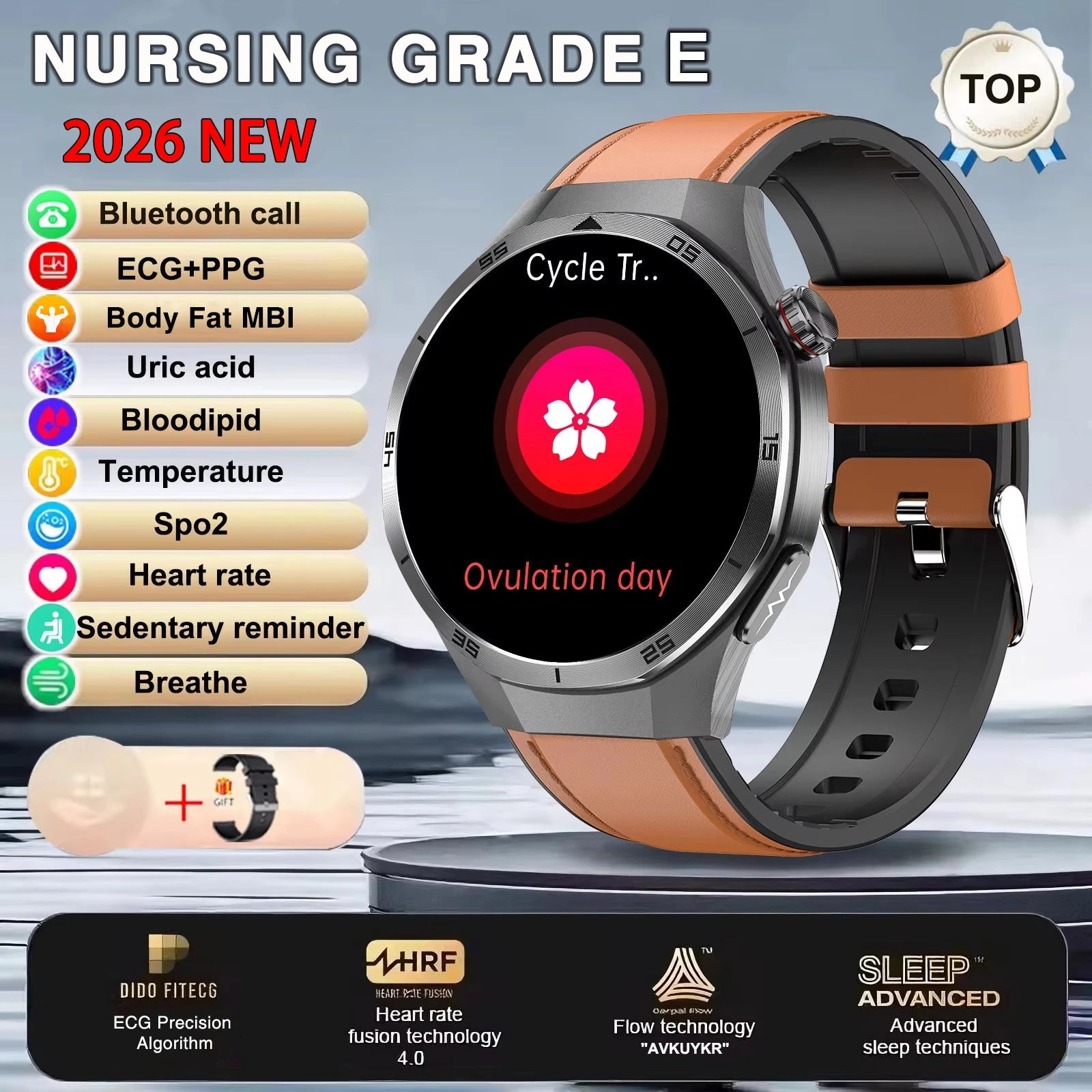2026 New Nursing Grade ECG+PPG Smart Watch Health Analysis Blood pressure Lipids Uric acid Wireless HD Call Smartwatch Men Women
