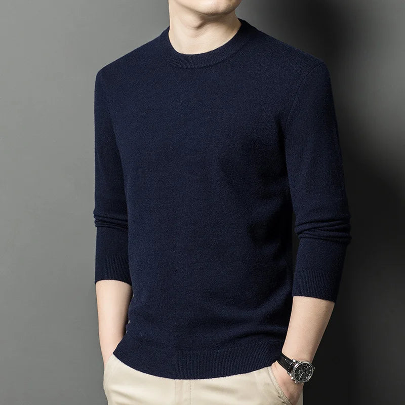 2025 New Men's Casual Sweater Round Neck Long Sleeve Knitted Sweater Diamond Pattern Fashion Versatile Top 2029