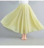 new 2020 Women Linen Cotton Long Skirts Elastic Waist Pleated Maxi Skirts Beach Boho Vintage Summer Skirts Faldas Saia