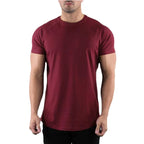 Men Summer Fitness Plain Gym T-shirt Clothing O-Neck Short Sleeve T shirt Cotton Slim Fit Tshirt Bodybuilding Workout Tees Tops
