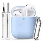 Silicone Cases With Hook For Airpods1/2 Protective Shockproof Wireless Earphone Cover For Airpod 2 1 Box Bags With Cleaner Kit