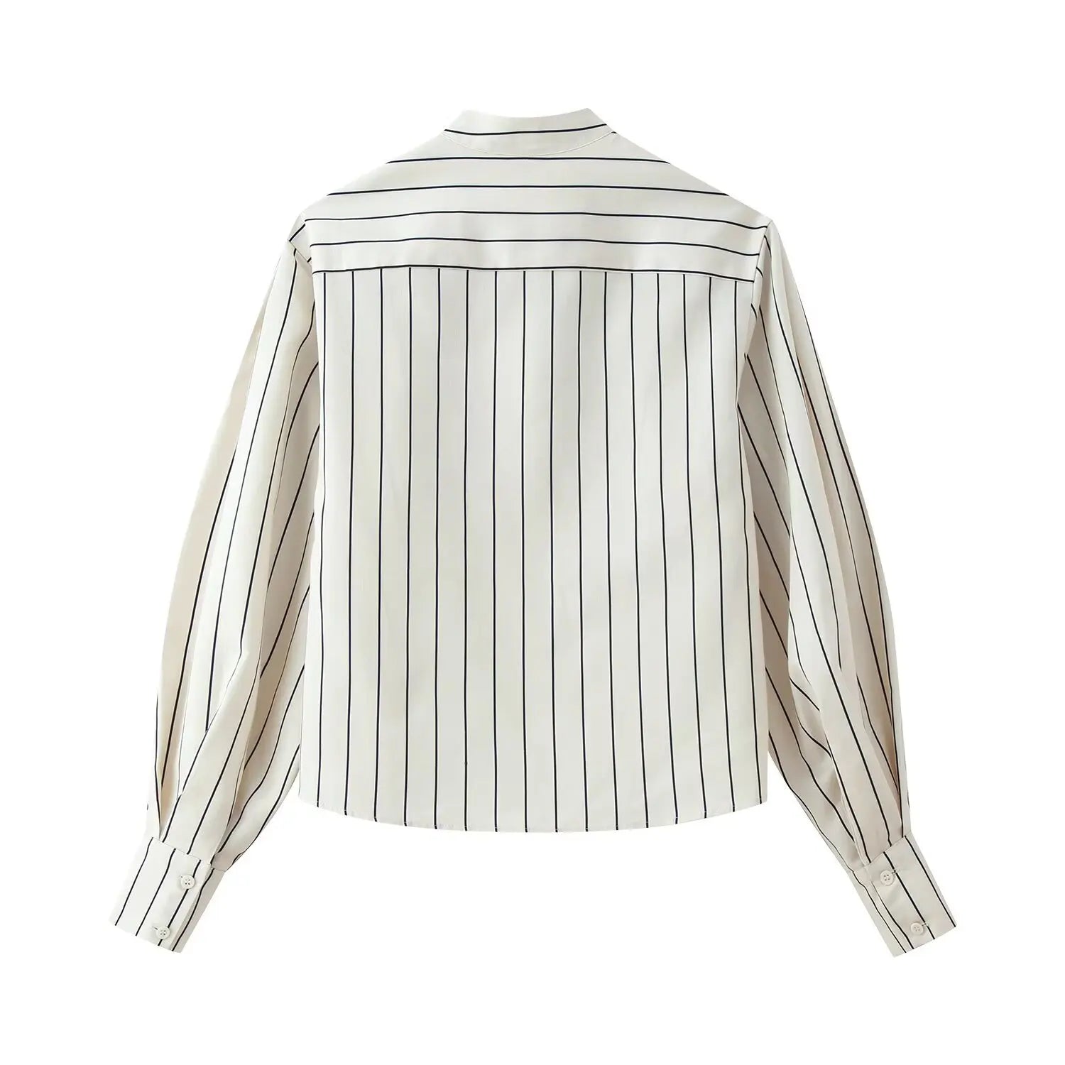 HH Women Spring New Fashion Vintage Versatile Beige Striped Puffy Sleeve Shirt+High Waisted Loose Pleated Casual Long Pants Set