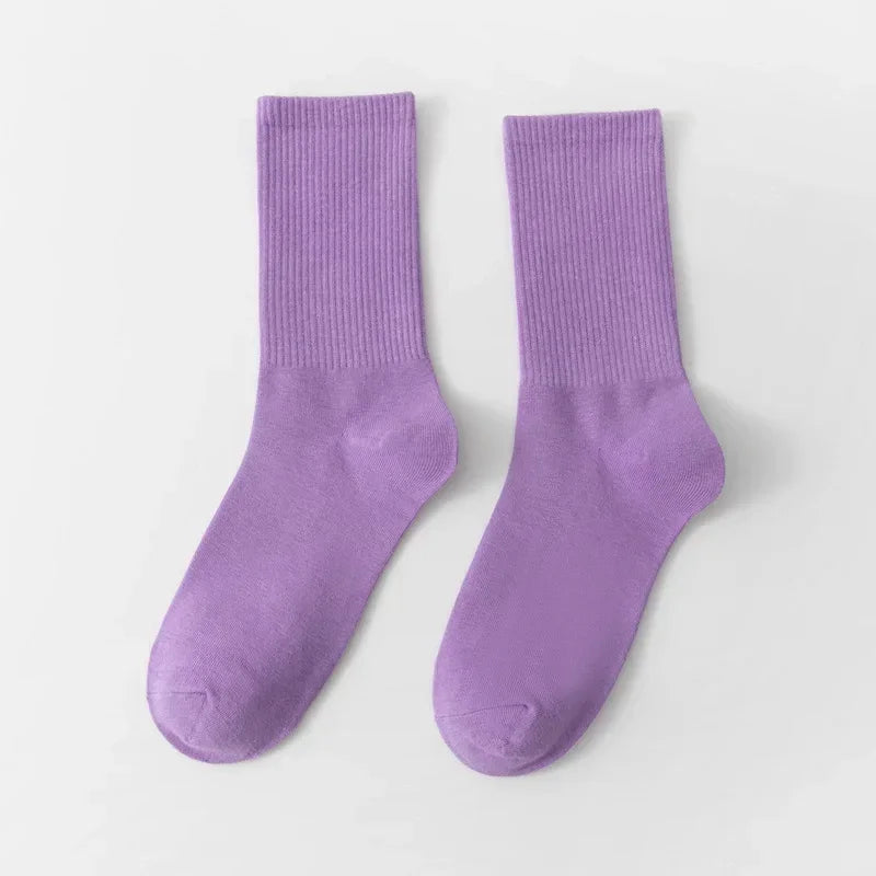 33 Colors Summer Cotton Soft Socks Happy Colorful Women's Mid-tube Stocking Fashion Trend Red Green Ankle Sox Autumn Hosiery