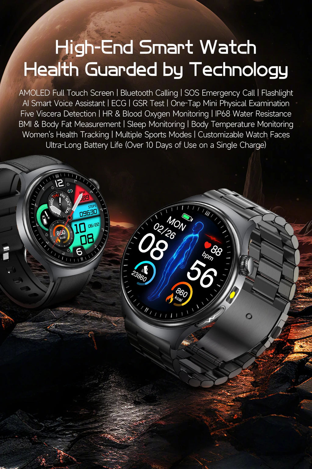 New Accurate ECG Smart Watch Blood Lipids Five Viscera Health Check Body Temperature BT Call Sports Smart Watches For Men 2026
