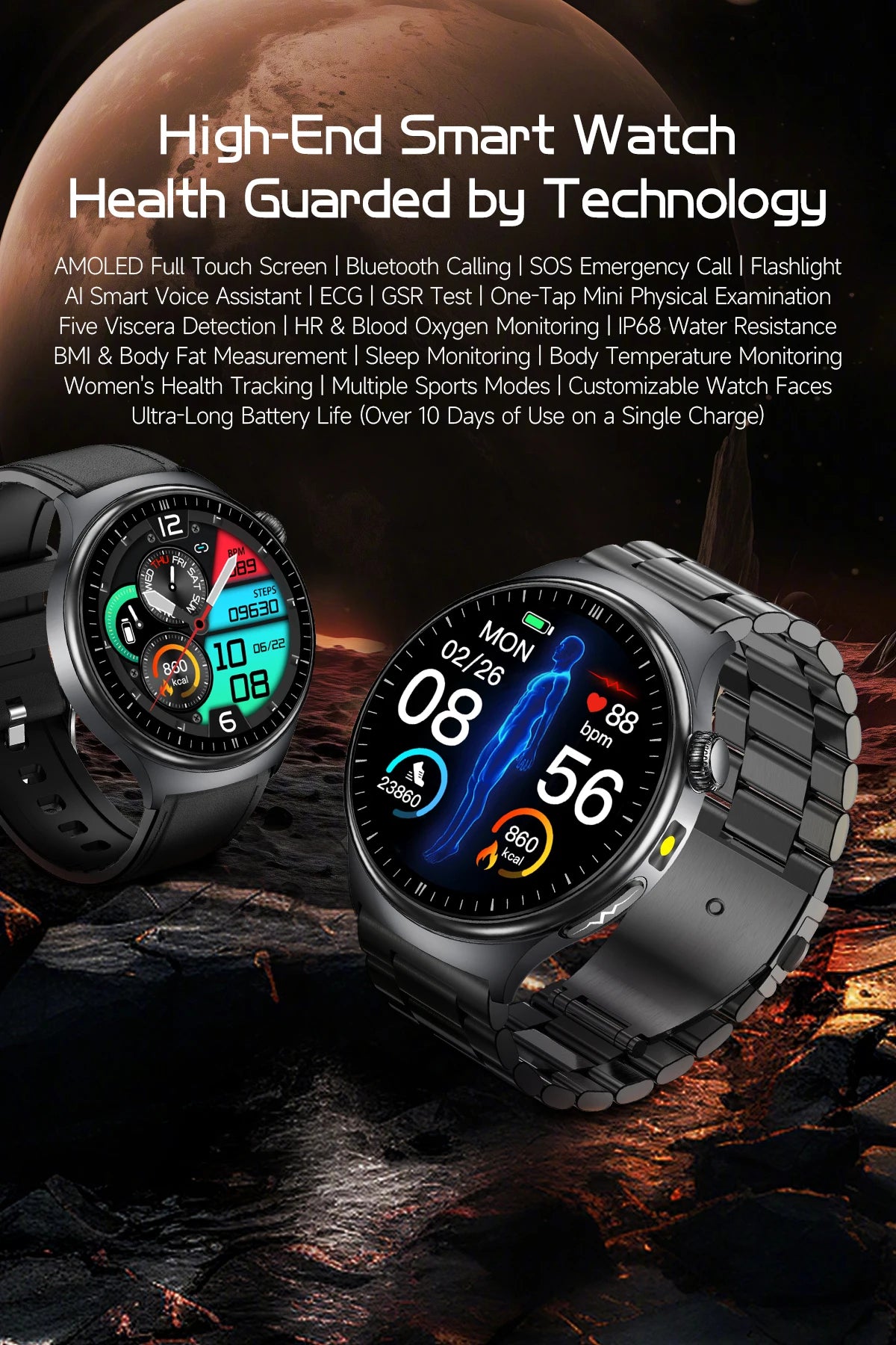New Accurate ECG Smart Watch Blood Lipids Five Viscera Health Check Body Temperature BT Call Sports Smart Watches For Men 2026