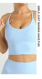 Solid Color Women Gym Yoga Naked Feeling Sexy Cross Back Y shape Sports Bra Fitness Yoga Jogging Workout Sports Women Sling