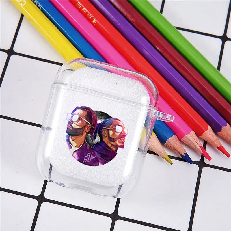 PNL QLF Rapper Singer Earphone Case For Apple AirPods 4 3rd 2 Pro3 Transparent Cover For Airpod 1 3 Letter Protective Box Shell