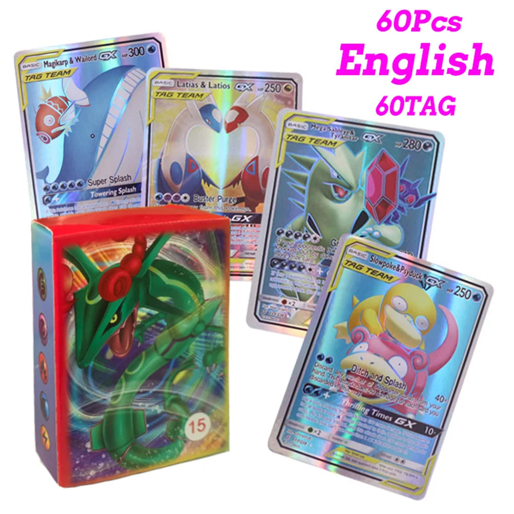 60-100Pcs New English French Spanish Pokemon Cards GX MEGA EX TAG TEAM Vstar Game Battle Card Hot Sale Collection Card Kids Gift