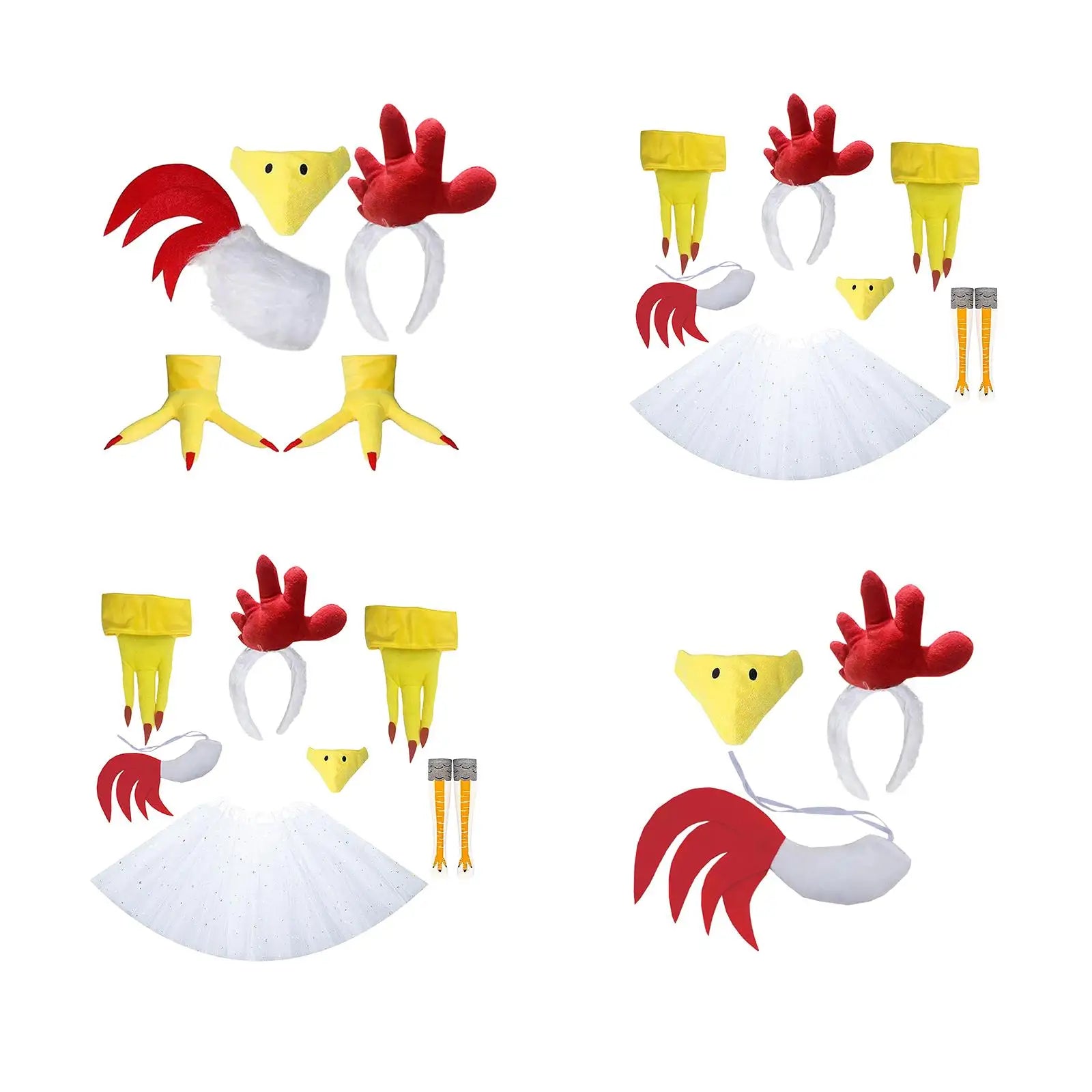 Chicken Costume Kit Eye Catching Novelty Dress up Photo Booth Props Cosplay for Thanksgiving Party Events Performances Pretend