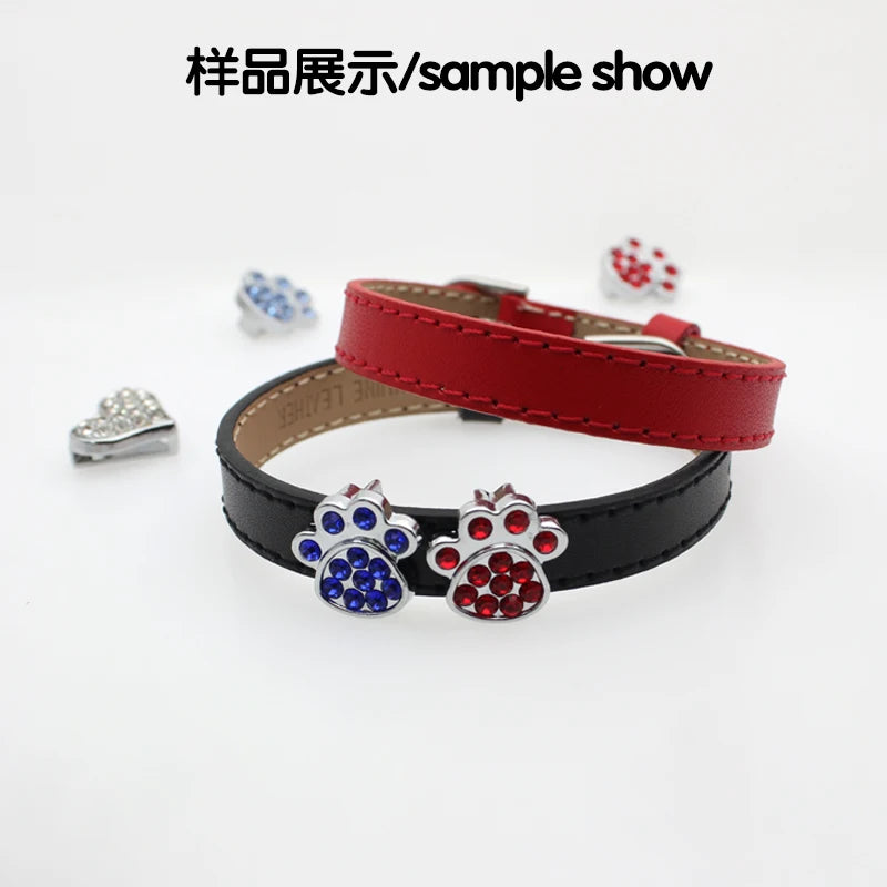 20pcs 10mm Genuine Real Leather Bracelet For Women Slide Letter Charms Wristband Jewelry Making DIY Pet Collar Keychain Band