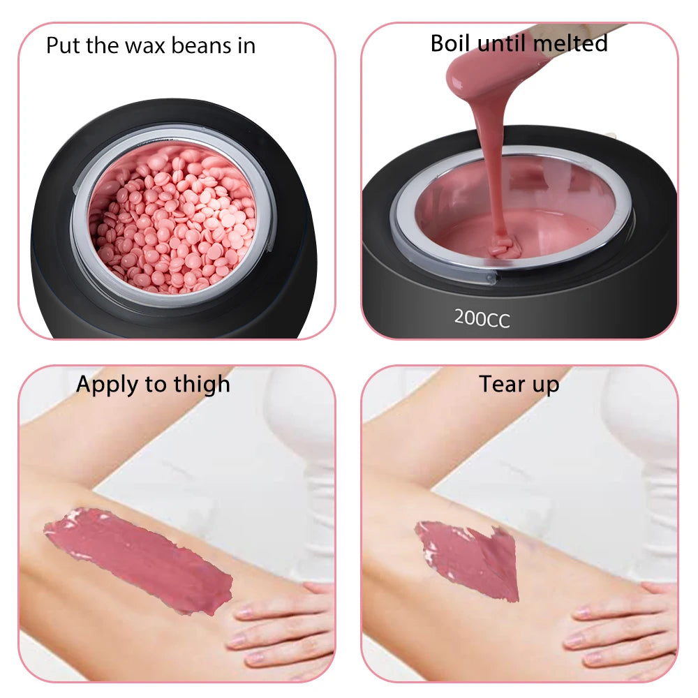 200CC Wax Heater Warmer Hair Removal Machine For Hand Foot Body SPA Epilator Paraffin Wax Pot +Wax Beans + Wood Sticks