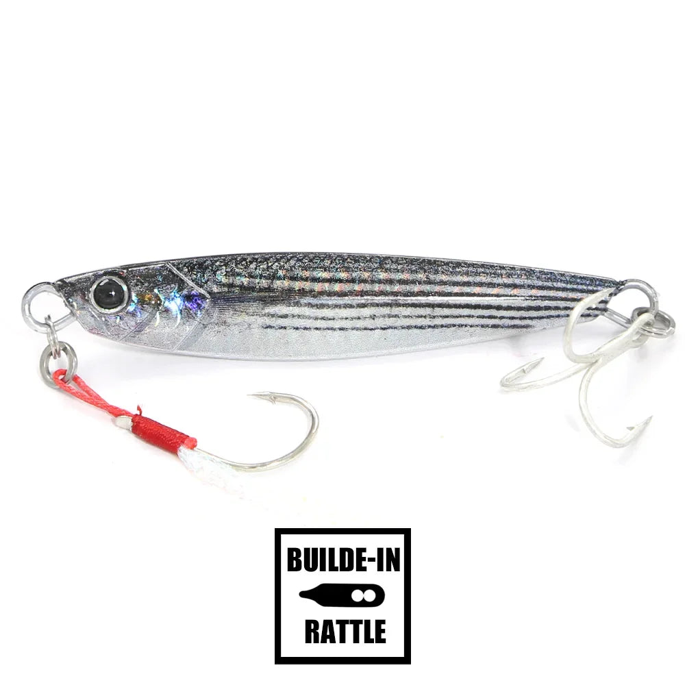 B&U Rattle Jig Sea Fishing Lures Metal Jig 40g 60g 80g Long Casting Lure Spinning Artificial Bait with Hook Spoon Fishing Tackle
