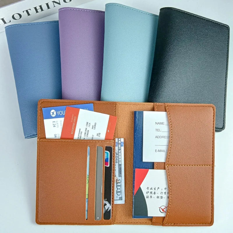 Multifunctional Document Passport Holder Protection Set Pu Leather Passport Clip Holder Travel Wallet Card Holder Main image