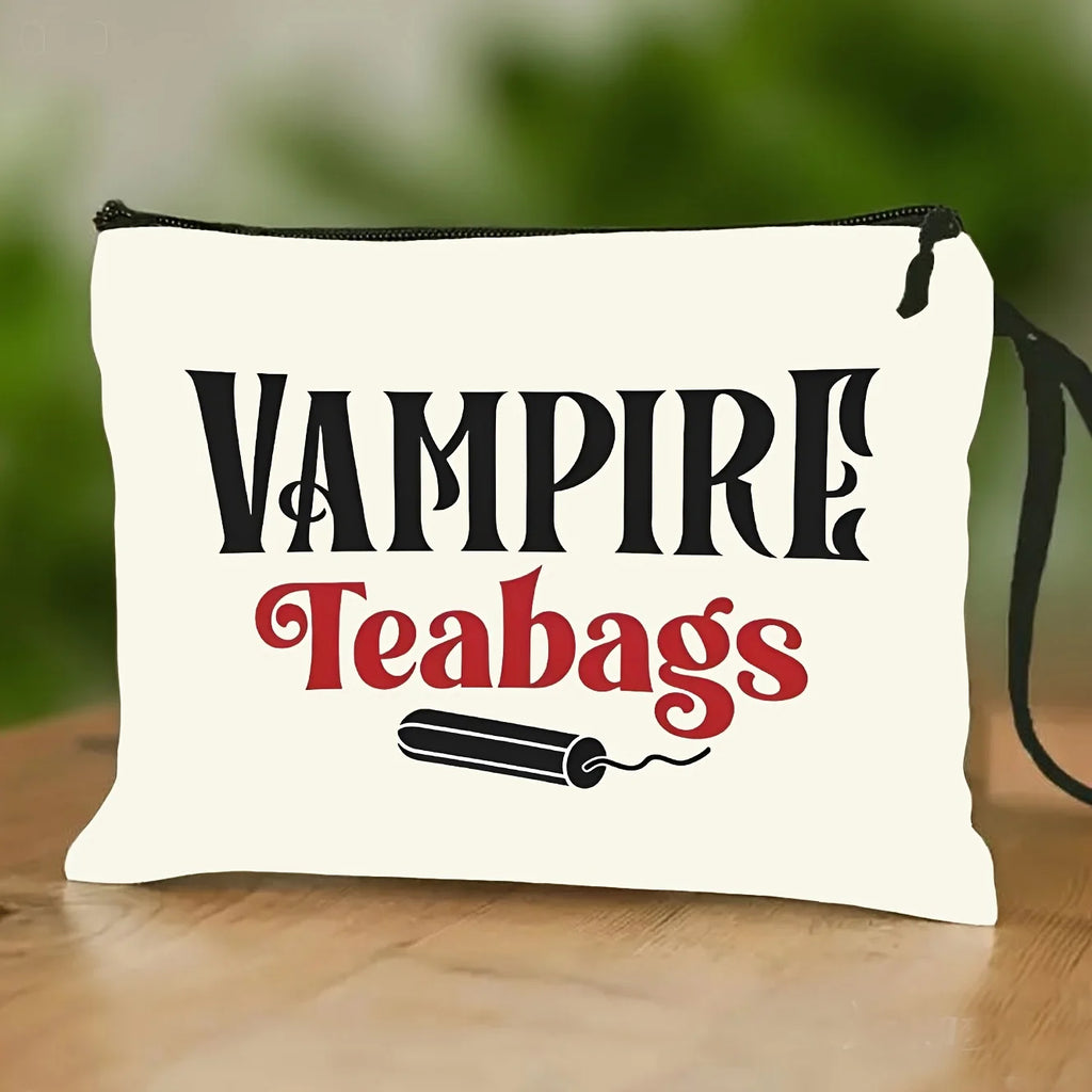 VAMPIRE Teabags Themed Toiletry Bag Menstrual Period Pouch Fashionable Portable Travel Organizer Creative Wristlet Makeup Bags