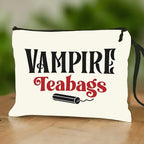 VAMPIRE Teabags Themed Toiletry Bag Menstrual Period Pouch Fashionable Portable Travel Organizer Creative Wristlet Makeup Bags