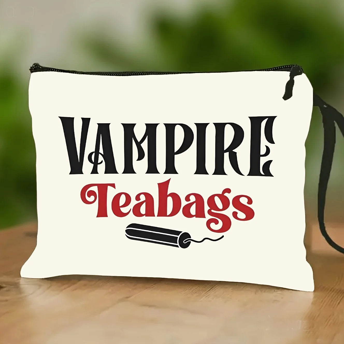 VAMPIRE Teabags Themed Toiletry Bag Menstrual Period Pouch Fashionable Portable Travel Organizer Creative Wristlet Makeup Bags