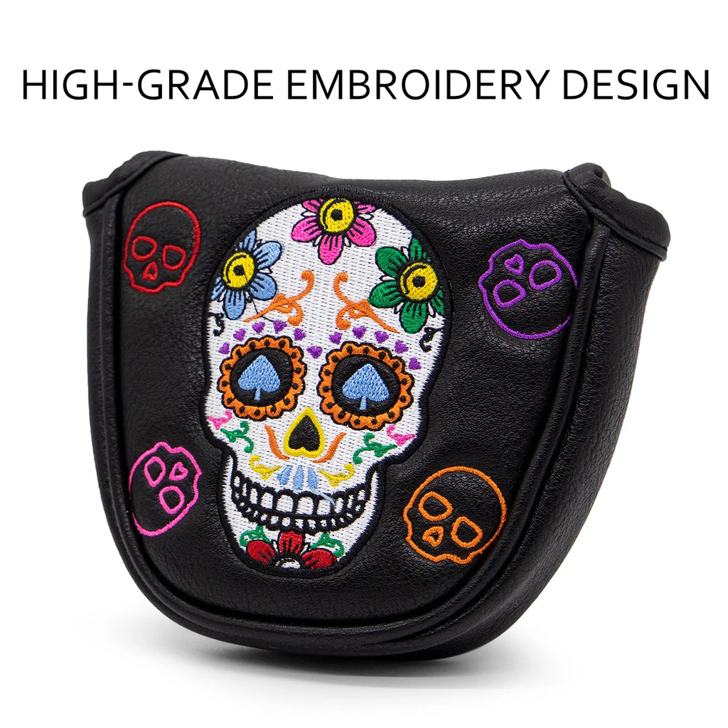 Golf Club Headcovers #1 #3 #5 Wood Head covers Skulls Design Driver Fairway Hybrid Woods Headcover Black PU Premium Leather Head