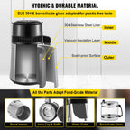 SucceBuy 4L Water Distiller Purifier Filter Dispenser Drinking Softener Dual Temp Display Overheat Protection Home Appliance