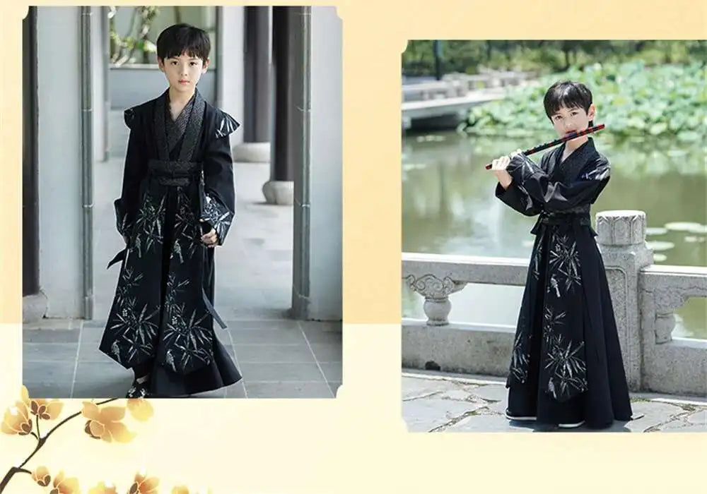 Handsome Boys' Improved Hanfu Oriental Chinese Style High-end Tang Suit Kids Performance Swordsman Traditional Ancient Costume