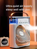 3 In 1 Mini Air Cooler Fan Portable Household Air Conditioner Humidifier LED Night Light For Home Office Desk Use25.5x18.5x8cm