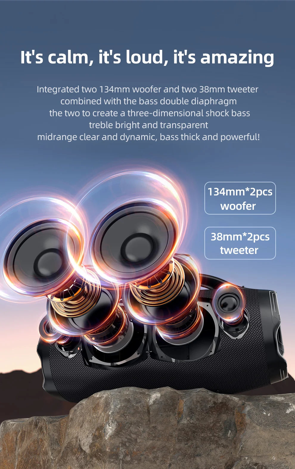 ZEALOT S98 160W Big Power Portable Bluetooth Speaker Wireless TWS Subwoofer Bluetooth Speaker Waterproof Mobile HIFI Quality