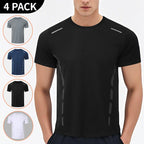 4/1 Pcs Men's Summer Multicolor Quick-drying Sports Short Sleeve Loose Breathable Fitness Running Badminton T Reflective Strip