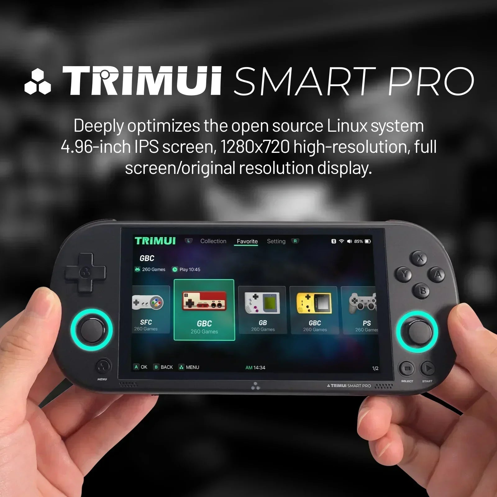 Trimui Smart Pro Handheld Game Console  4.96''IPS Screen Video Game Console Linux SystemRetro Video Game Consoles Birthday Gifts