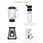 BioloMix Professional 1300W Blender with 1.5L BPA Free Glass Pitcher Perfect for Frozen Smoothies and Homemade Sauces
