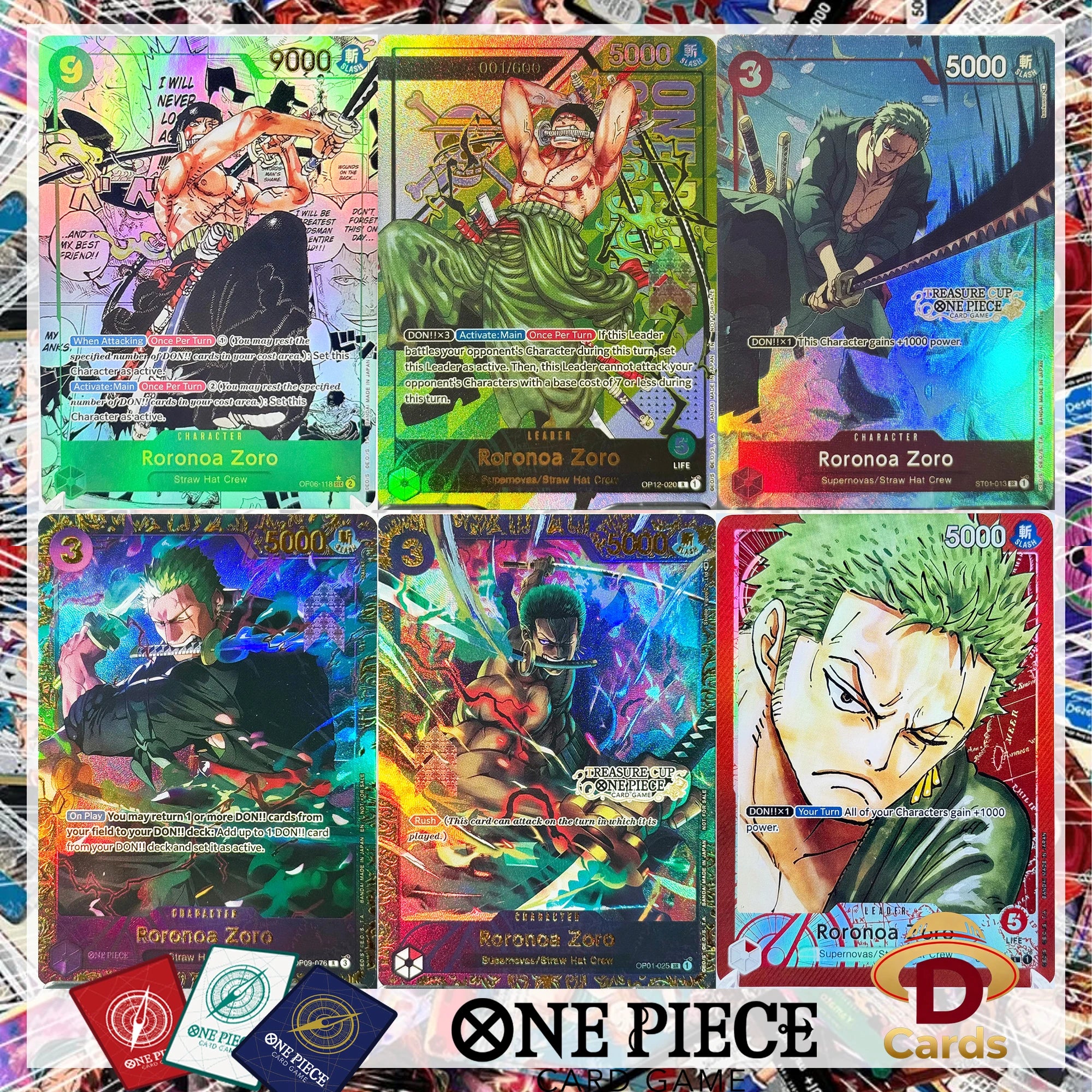 One Piece Roronoa Zoro Series Set Championship Treasure Cup Promo Anime Collectibles DIY Replica Cards Texture Card Main image