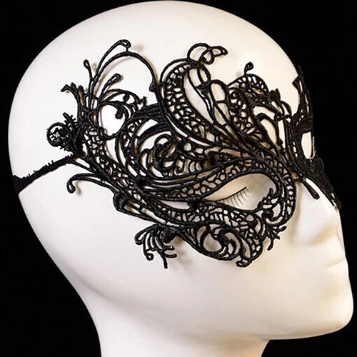 Women Carnival Mask Hollow Lace Masquerade Face Mask Princess Prom Party Props Black Eye Mask Halloween Costume for Women