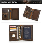 CONTACT'S Genuine Leather Passport Wallet Card Holder Coin Purse AirTag Slot Men Travel Wallet Women‘s Purse Passport Cover Bag