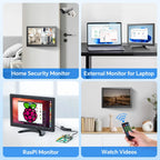 Eyoyo EM101AD 10-inch Security Monitor 1366x768 HD Resolution LCD Screen Desktop Monitor Supports Wall Mounted, HDMI VGA AV BNC USB Input, Built-in Speakers, Second Display for Computer PC CCTV Camera NVR