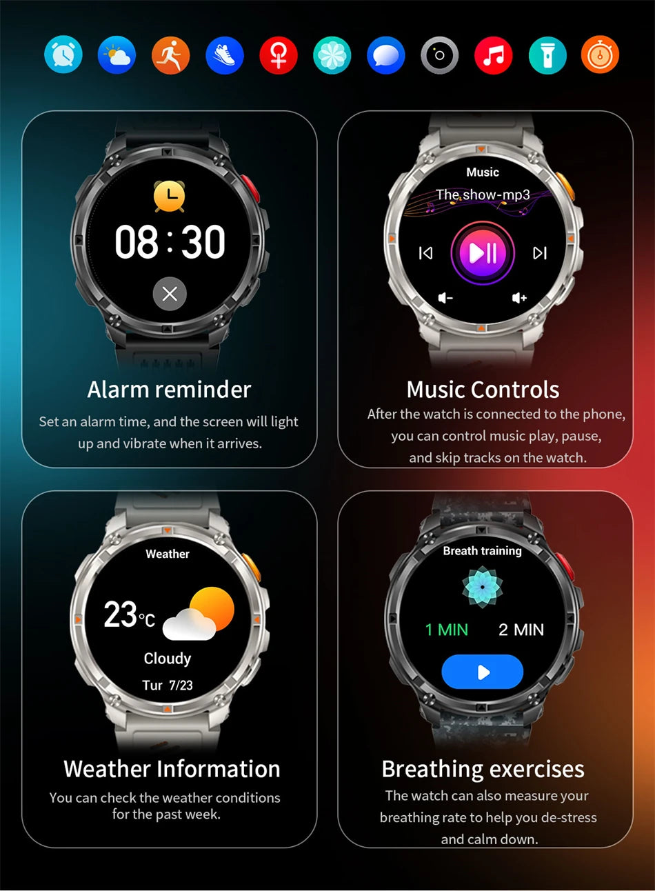 2026 New T-Rex 3 Ultra 1100mAh Smart Watch 5ATM Waterproof Outdoor Sports GPS Track Heart Rate Compass Bluetooth Call Smartwatch